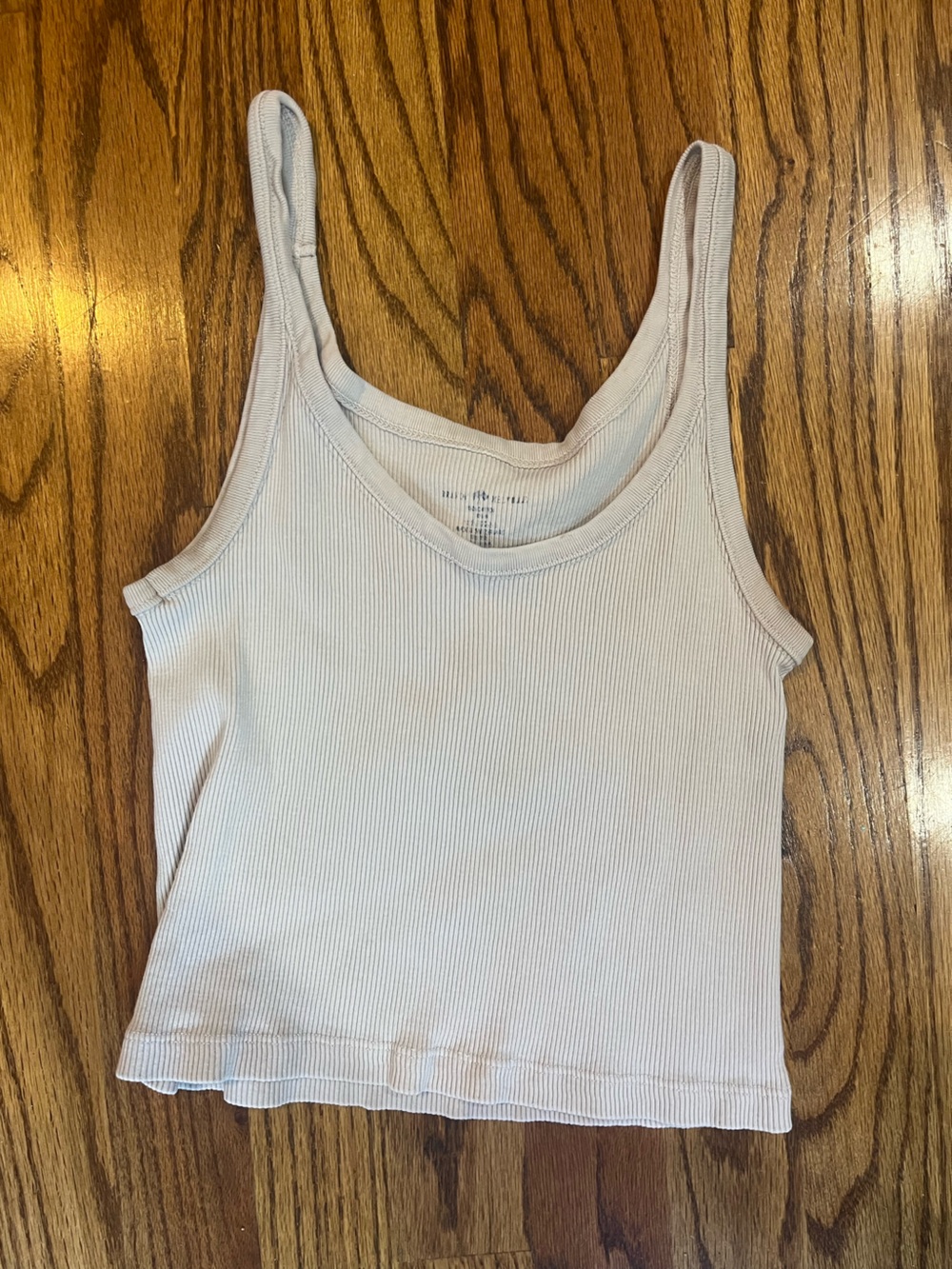 Brandy Melville Light Beige Ribbed Scoop Tank
